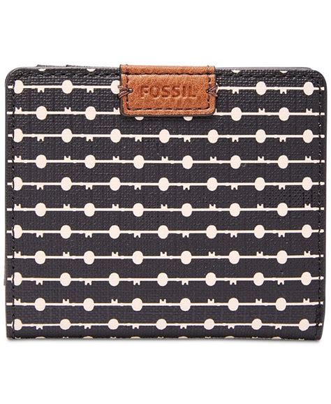 emma mini wallet rfid protection bright dots|Fossil Emma Mini Wallet Printed Bifold RFID Navy Blue White .